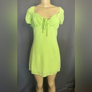 COTTON CANDY Lime Green Puff Sleeve Dress